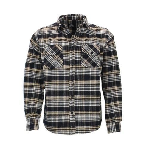 Men's Flannelette Shirt Long Sleeve Check Print Pattern Cotton Flannel [Size: S] [Colour: Dark Brown/Check]