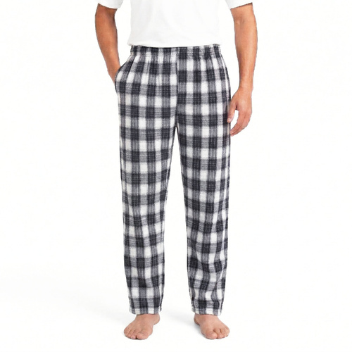 FIL Mens Flannel Sleep Pants Pyjama Lounge Sleepwear Soft Cotton Blend Check [Size: M] [Design: Black/White Check]
