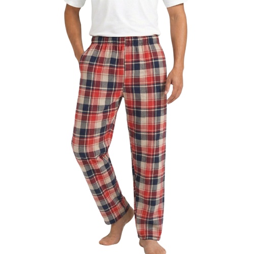 FIL Mens Flannel Sleep Pants Pyjama Lounge Sleepwear Soft Cotton Blend Check [Size: M] [Design: Red/Navy Check]