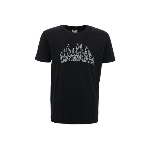 FIL Men's Cotton Crew Neck T-Shirt Tee Short Sleeve - Los Angeles B [Size: S] [Colour: Black]
