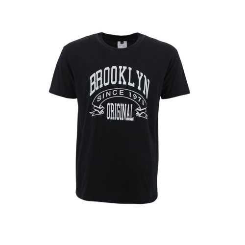 FIL Men's Cotton Crew Neck T-Shirt Tee Short Sleeve - Brooklyn B [Size: S] [Colour: Black]