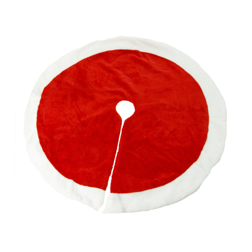 Large Christmas Red Plush Trim Tree Skirt Base Floor Mat 100cm