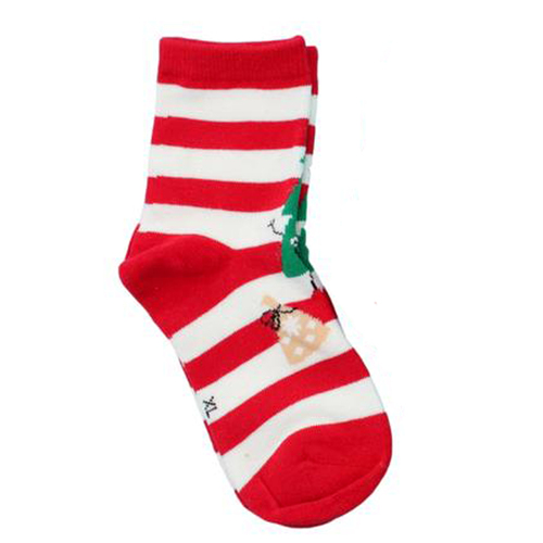 Kids Christmas Socks Unisex Santa Claus Xmas Tree Gift Holiday Girl [Design:Red & White Stripes]