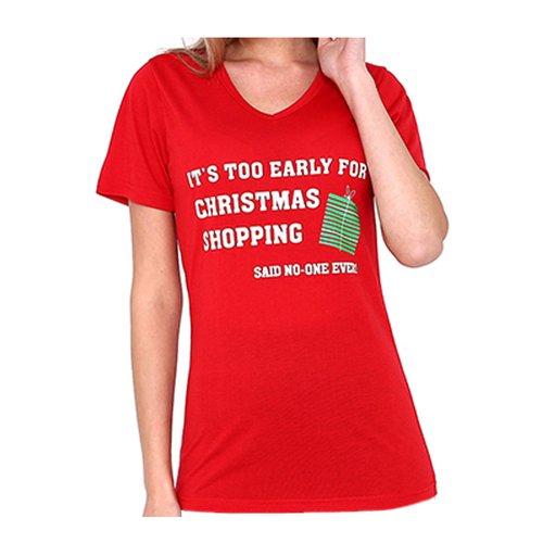 Women's Christmas T Shirts 100% Cotton Ladies Xmas Tees Funny Humor Novelty [Design: Christmas Shopping]  [Size: S]