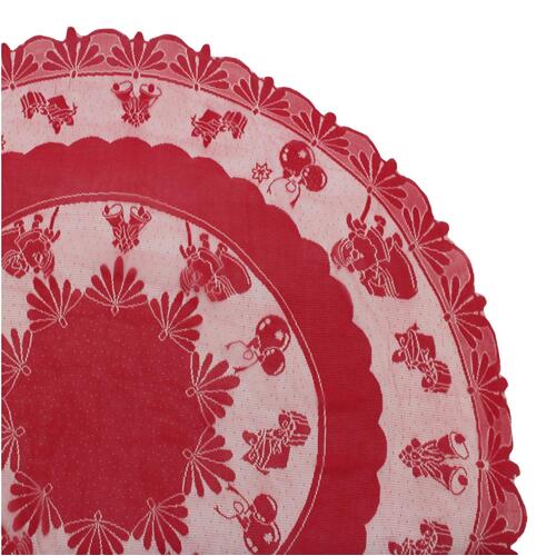 Christmas Red Lace Round Tablecloth Table Cover Topper Decor 150cm