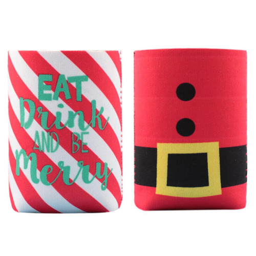 4x Christmas Stubby Holder Funny Kris Kringle Gift BBQ Beer Can Cooler