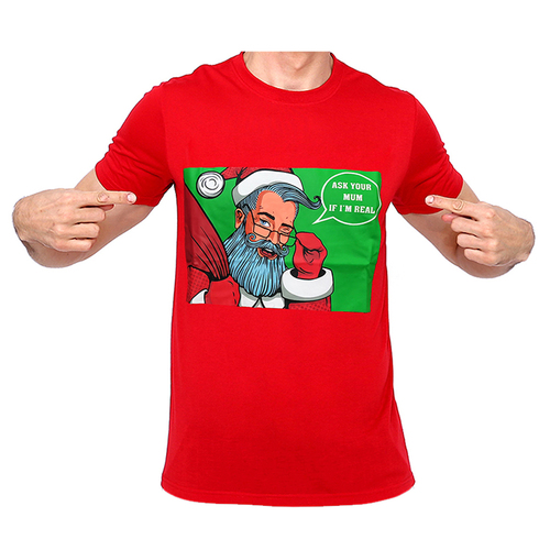 Adult Mens Christmas T Shirts 100% Cotton Xmas Tees Funny Humor Holiday Novelty [Design: Ask Your Mum] [Size: M]