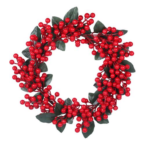 40cm Christmas Red Berry Wreath Xmas Door Wall Hanging Decor Decoration