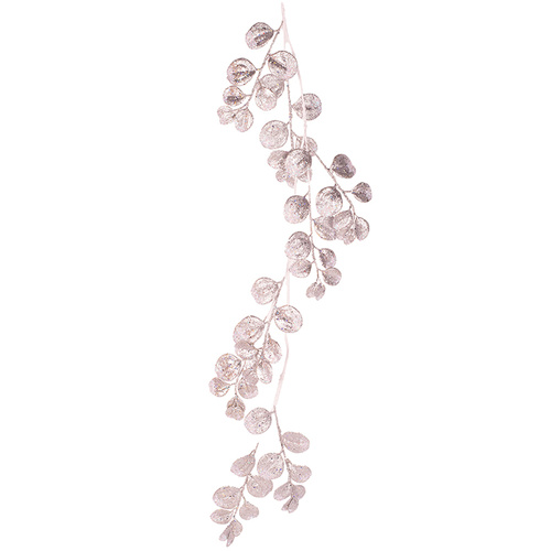 120cm Silver Glitter Garland Christmas Table Decor Artificial Leaf Xmas Décor