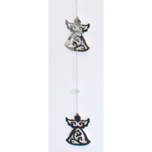 Christmas Hanging Garland Bunting Drop Silver Metal w Beads XMAS Decoration 1.6M [Design: Angel]