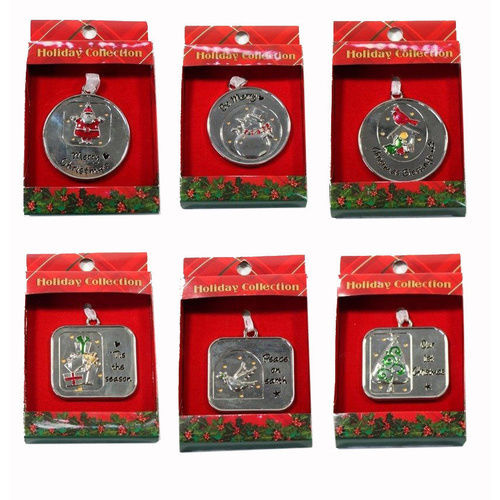 6x Christmas Tree Ornament Metal Plaque w Saying Hanging Xmas Decoration Decor