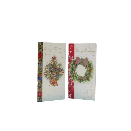 6x Christmas Xmas 3D Premium Greeting Cards w Envelopes Glitter Foil [Design: E]