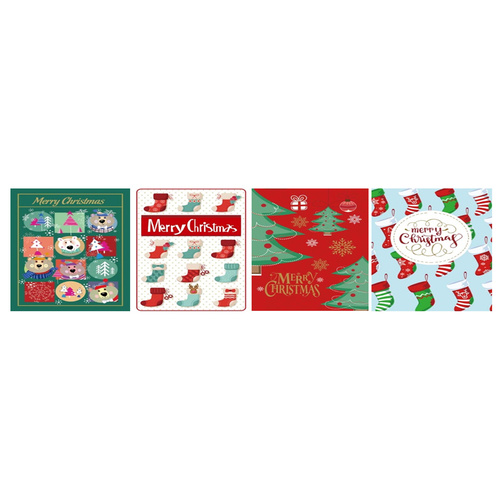12pcs Bulk Pack Christmas Xmas Greeting Cards & Envelopes 10x10cm w Glitter Kids [Design: A]