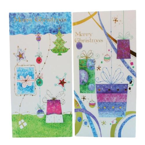 12x Christmas Card for Money Gift Card Checks Voucher Xmas Art 18x9cm [Design: A]