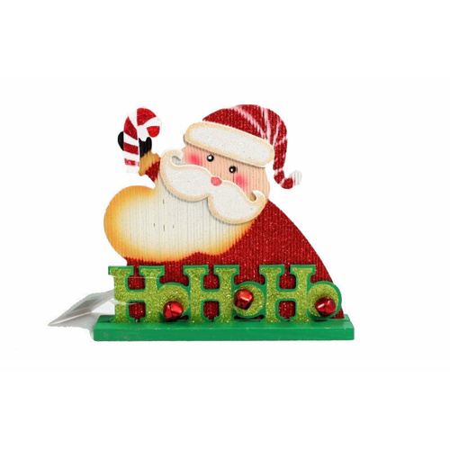 Christmas Xmas Standing Plaque w Bell Decor Decoration - Santa HoHoHo