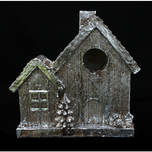 Christmas Xmas Silver House in Winter Figurine Table Shelf Home Decoration 17CM