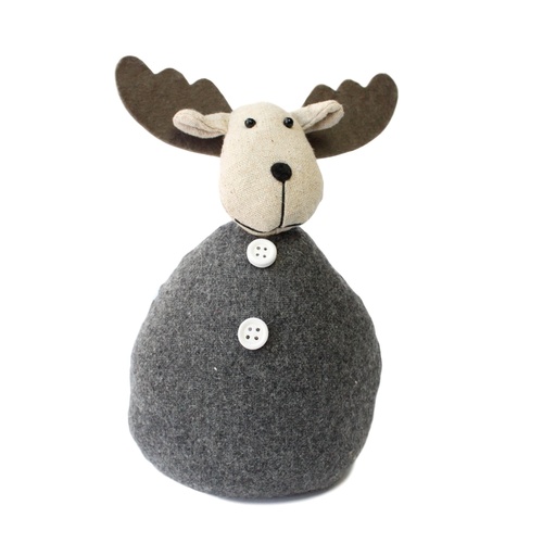 Christmas Fabric Reindeer Elk Ornament Soft Toy Paperweight XMAS Decoration 18CM [Colour: Dark Grey]