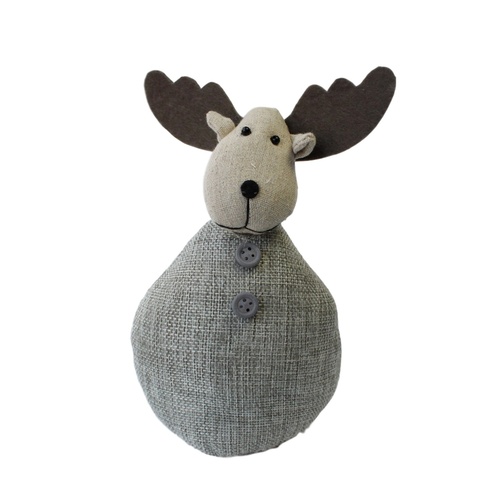 Christmas Fabric Reindeer Elk Ornament Soft Toy Paperweight XMAS Decoration 18CM [Colour: Light Grey]