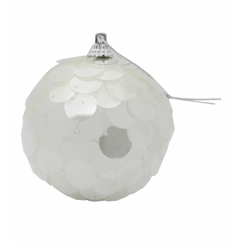 4x Christmas Bauble Tree Ornament w Clear Sequins on Styrofoam XMAS Decoration [Design: Bauble ]