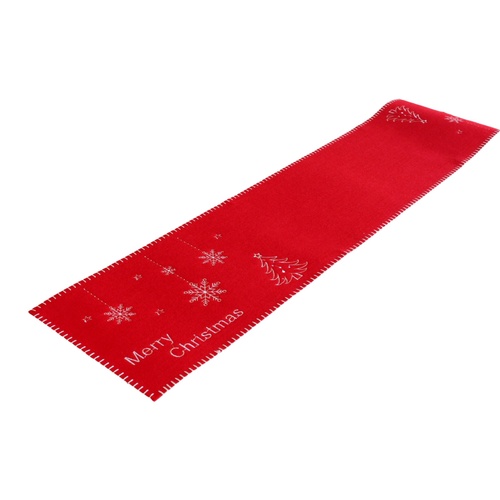 Christmas Red Felt Table Runner Setting Festive XMAS Decoration Decor 148x30CM