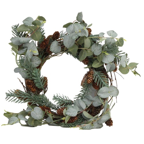 41cm Christmas Wreath Eucalyptus Pine Cones Leaves Xmas Door Decor Decoration