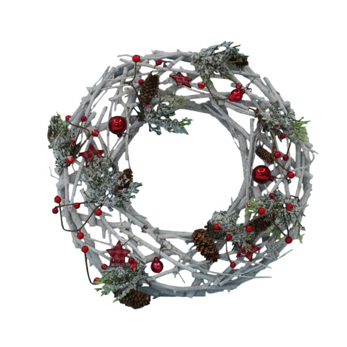 Christmas Xmas Branches Wreath Star Berry Ornaments Door Hanging Decor 30/40cm [Size: 40cm]