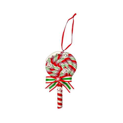 Hanging Christmas Tree Ornaments Polymer Clay Crafty Xmas Decoration - Lollipop A