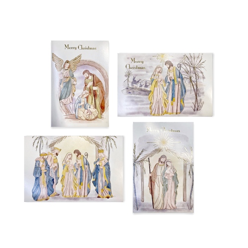 16x Christmas Xmas Greeting Cards & Envelopes w Glitter Foil from 11.5x17.5cm [Design: D]