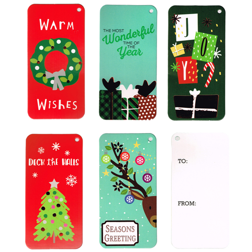 10x Christmas Paper Gift Tags w String Hang Label XMAS Wrapping Décor [Design: A]