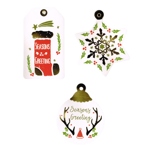 12x Christmas Paper Gift Tags w String Hang Label XMAS Wrapping Décor [Design: A]