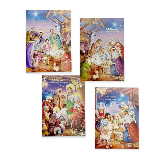 12x Christmas Xmas 3D Premium Greeting Cards w Envelopes Glitter Foil [Design: F]