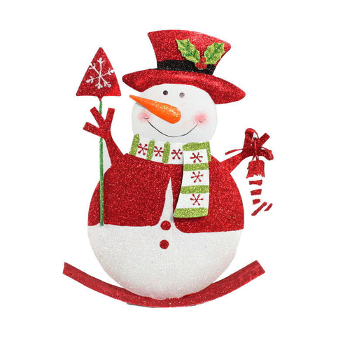 Standing Rocking Metal w Glitter Christmas Xmas Decoration Décor - Santa Snowman [Design: Snowman] 