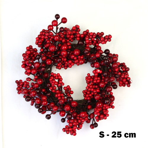 25-45cm 18" Christmas Red Berry Wreath Xmas Door Wall Hanging Décor Decoration [Size: S]