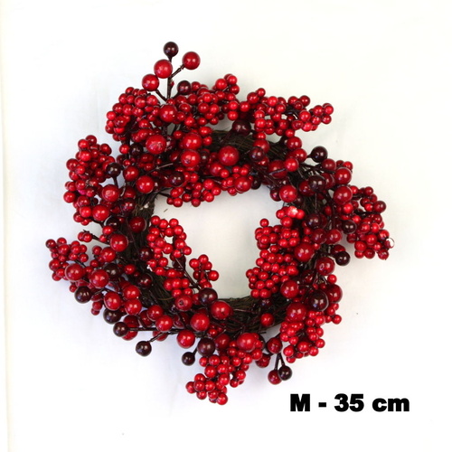 25-45cm 18" Christmas Red Berry Wreath Xmas Door Wall Hanging Décor Decoration [Size: M]
