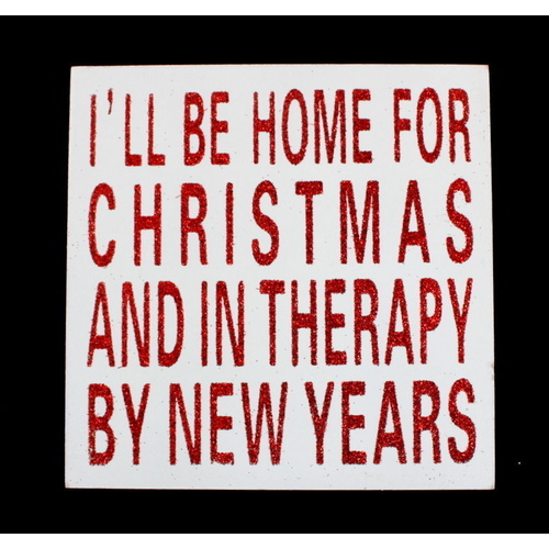 Xmas Christmas Sign Block  Home Wall Décor Plaque Box Glitter Funny Saying Quote [Design: Christmas and New Year] 
