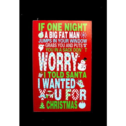 Xmas Christmas Wall Door Hanging Décor Plaque Box  Sign Saying Quote Decoration  [Colour: Red] 