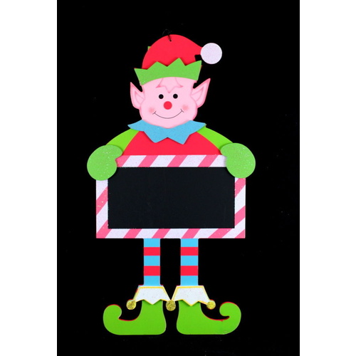 Christmas Xmas Wooden Wall Door ELF Blackboard Chalkboard Decor  46x23 cm 