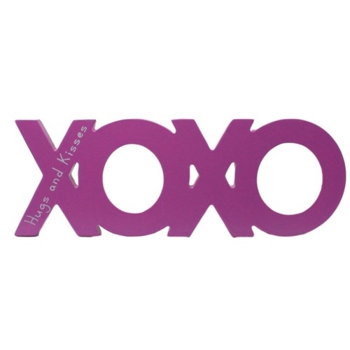 Wooden Words Text Abbreviation - XOXO 'Hugs and Kisses' Purple