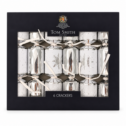 Tom Smith 6 Christmas Crackers Bon Bons 20cm Red White Xmas Table Party [Name: Silver A]
