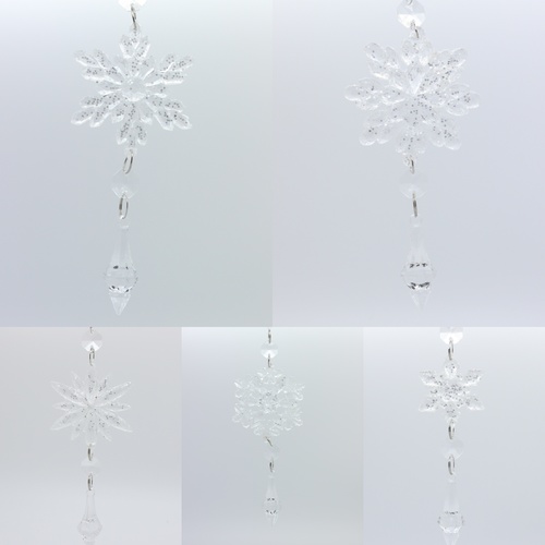 6x Acrylic Snowflake Sun Catcher Christmas Tree Ornament Hanging Decoration