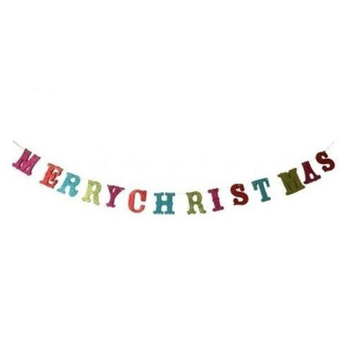 1.8m Christmas Banner Glitter Garland Bunting Wall Decor Decoration Merry Xmas 