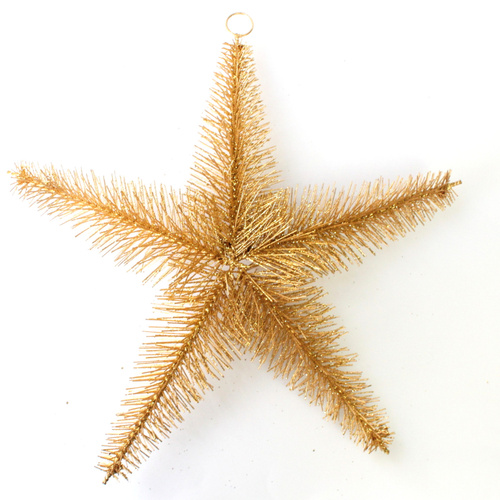 Christmas Gold Silver Wire Star w Glitter Hanging Decoration 30/40cm [Design: 30cm Gold]