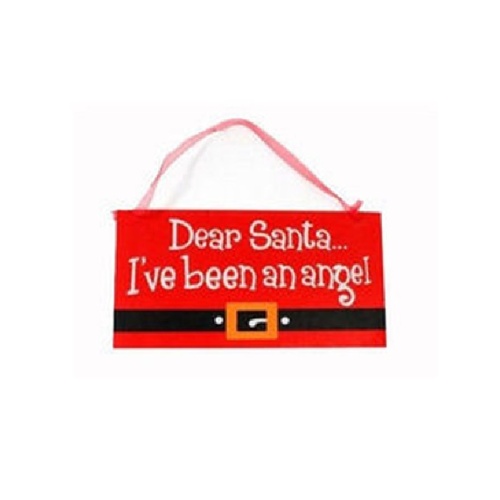 Christmas Hanging Door Wall Décor Kids Room Saying Xmas Decoration - Dear Santa [Design: I've been an angel]