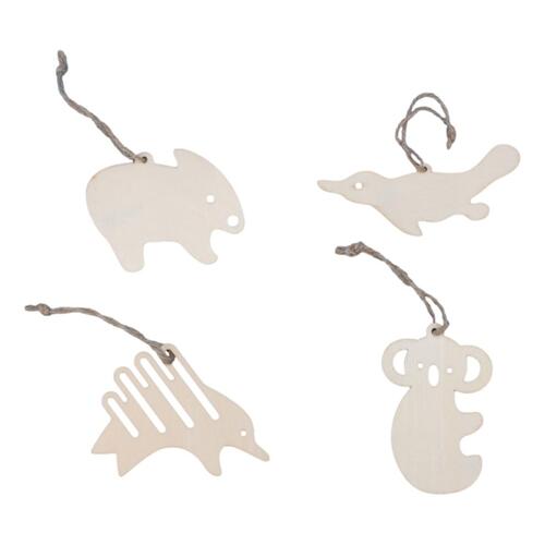 4x Wooden Christmas Tree Ornament Australian Animal Wildlife Koala Hanging Decor