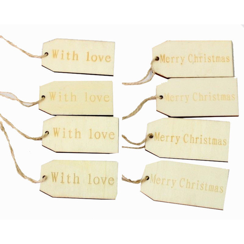 8x Wooden Christmas Gift Tags Tree Ornament Craft Label XMAS Decoration Decor