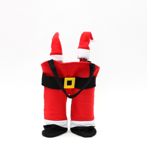 Christmas XMAS Felt Double Twin Bottle Holder Gift Bag Santa Pants Trousers