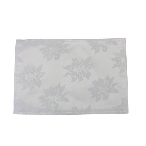Set of 4 Christmas XMAS Damask Solid Placemats Table Settings Decoration Décor [Colour: White]