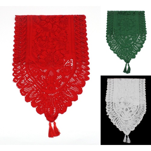 Christmas Lace Table Runner XMAS Decoration Red White Green 33x180/150/130/90cm[Size:33x180cm (13
