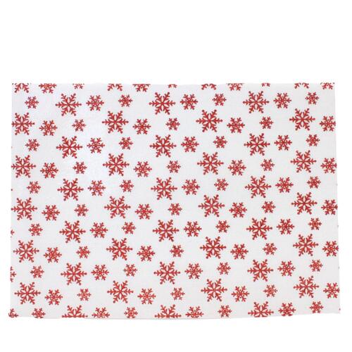 4x Christmas Woven Placemats Glitter Plate Mats Xmas White Table Décor [Colour:Red]