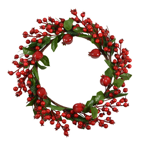 40cm Christmas Red Berry Wreath Holly Door Wall Decoration Holiday Decor
